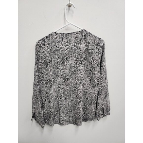 Joie Womens Silk Blouse Top Medium Gray Snakeskin Print Long Sleeve V-Neck - Picture 2 of 7